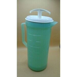 Vtg Federal Housewares Teal Plastic Sweet Tea Lemonade Mixing Plunger Pitcher